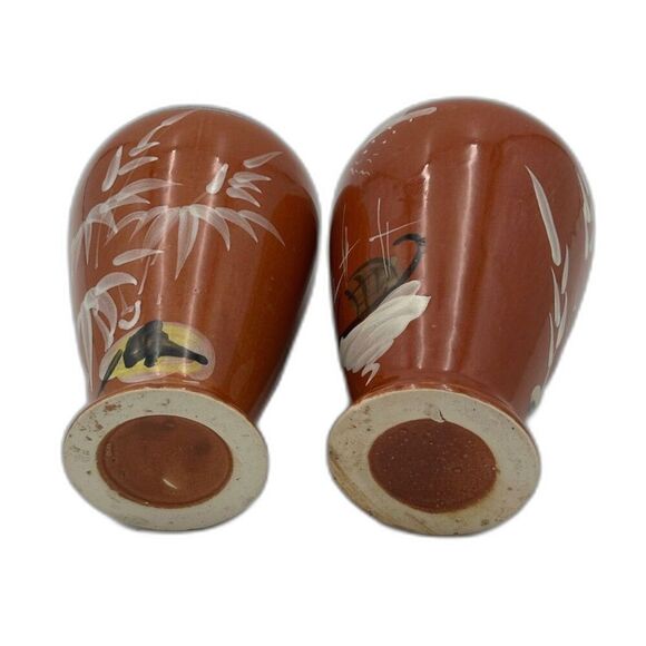 Asian-Inspired Hand-Painted Ceramic Vases – Burnt Orange with a Bamboo Design - Picture 9 of 9